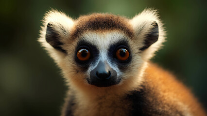 Obraz premium A curious lemur staring directly at the camera, its big round eyes full of personality