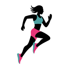 A woman running icon vector