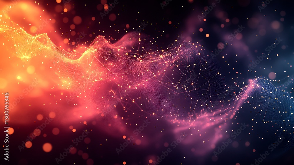 Wall mural abstract glowing energy waves, digital art, dynamic design, possible use as background for tech pres