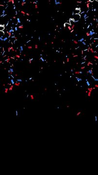 confetti explosion, set of several colors - vertical format - 3D rendering