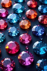 A flat style arrangement of polished diamonds in various shades and sizes, luxury, jewelry, sparkle