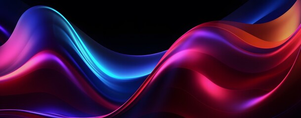 Abstract colorful dark background illustration with blue purple color effect on iridescent shape. 3d render. abstract wave in the dark.