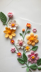 floral composition, craft clay. with white shades