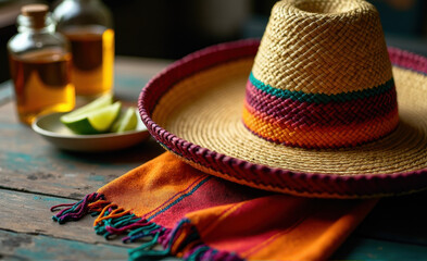 mexican hat and drinks 5 de mayo