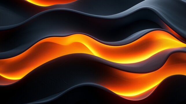 Smooth Curves with Fiery Light in Dark Abstract Design