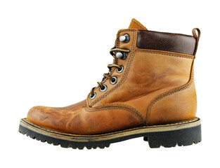 Brown leather boot designed for outdoor adventures and casual wear in various seasons, cut out