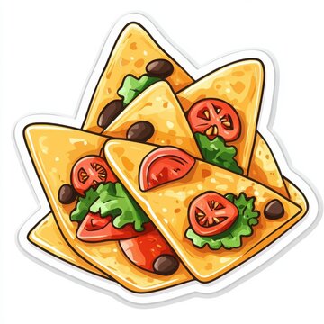 cartoon nachos with tomatoes and olives clip art preview