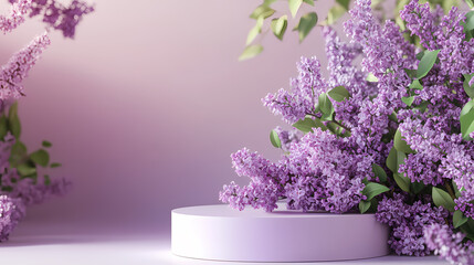 Purple Lilacs on Pink Gradient Background