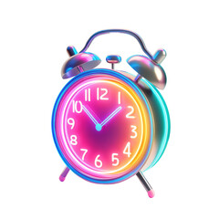 a colorful neon alarm clock on a white background
