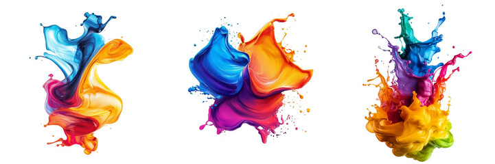 Set of Liquid Color design, a colorful paint splashing out of a white background