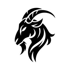 Obraz premium Goat head logo with bold, sharp black lines 