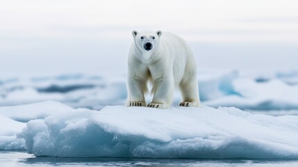 Naklejka premium Majestic polar bear on iceberg amidst arctic landscape