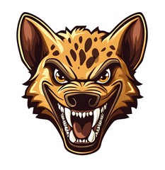 Fototapeta premium Cartoon Hyena Head Mascot Logo with Big Teeth, Simple Design, High Detail, Professional Quality, Smooth Edges