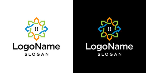 abstract house logo design vector