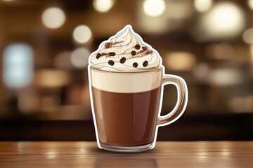 A beautifully presented layered coffee drink topped with luxurious whipped cream, epitomizing the art of coffee-making and indulgence in everyday life.