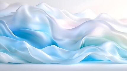Obraz premium Iridescent Fluid Abstract Texture with Flowing Motion Waves in Light Blue Background