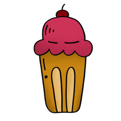 a drawing of ice cream cake cone