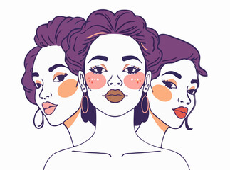 Empowering Diversity: Inclusive Beauty Illustration with Varied Skin Tones