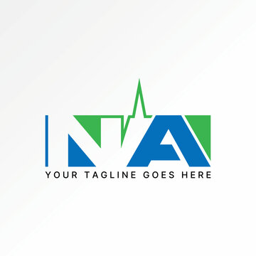Logo design graphic concept creative premium vector stock image top sell initial NA font negative space frequency health pulse tech set monogram brand