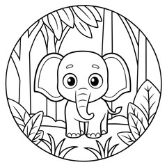 Adorable Elephant Coloring Sheet Printable Jungle Animal Art