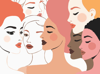 Illustration of Beauty Diversity with Various Skin Tones