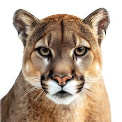 Bold Mountain Lion Portrait Isolated on Transparent Background, PNG