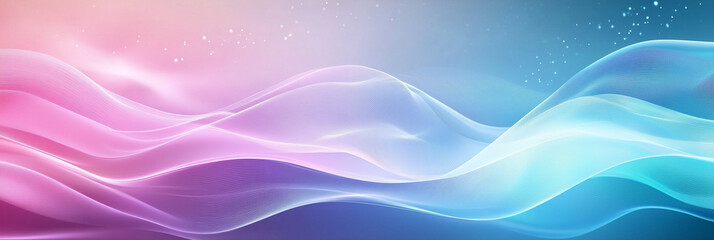 Dreamy blue and pink flowing waves with soft glowing light.