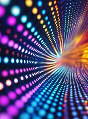 Obraz premium Abstract Colorful Light Tunnel Glowing Dots and Dynamic Perspective