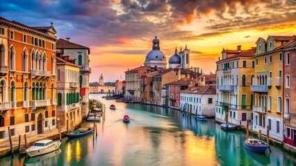 Obraz premium Venetian Canal Sunset