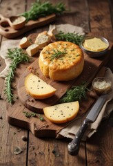 Casoncelli filled with cheese and herbs, served on a rustic wooden table,  farmhouse style,  cozy atmosphere,  homemade food