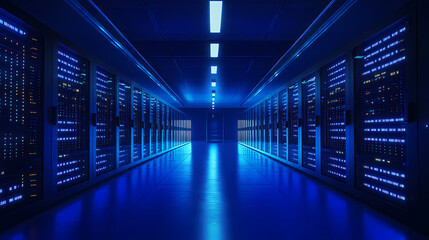 Fototapeta premium High-Tech Data Center with Reflective Floors