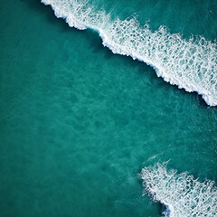 Aerial view beautiful of sea waves from drone. Stock image of blue color of ocean water, sea surface. Top view on turquoise waves, clear water surface texture.	