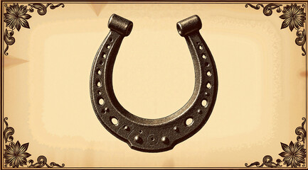 St. Patrick’s Day Vintage Lucky Horseshoe with Decorative Border and Textured Background