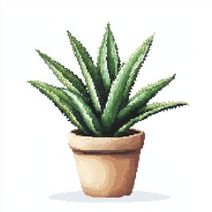 Pixelated Aloe Vera Plant in Terracotta Pot