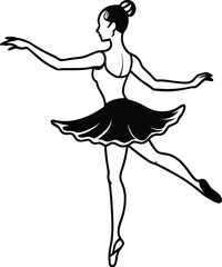 Elegant Silhouette of a Graceful Ballerina,