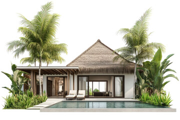 Luxurious Tropical Villa With Private Pool Palm Trees and Lush Greenery in a Relaxing Holiday Setting
