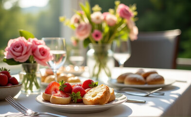 breakfast on the table to celebrate mothers