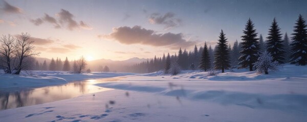 Fototapeta premium Serene Winter Landscape with Silhouetted Snowflakes, snowflakes, winter