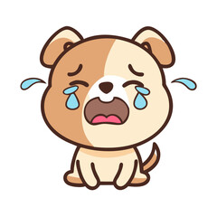 Obraz premium Sad cartoon dog with tears expressing emotion