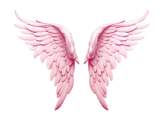 Obraz premium Cute Pink Angel Wings Isolated on Transparent Background for Fantastic and Dreamy Visuals