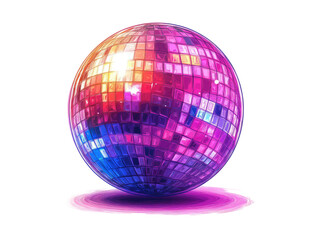 Colorful Digital Disco Ball Illustration in 4K Resolution with Vibrant Reflections and Artistic Line Details
