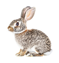 Obraz premium Cozy brown rabbit sitting gracefully against a white background in a peaceful setting, cut out