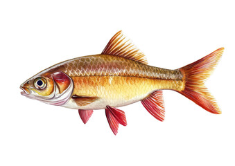 Fototapeta premium Realistic Illustration of a Colorful Fish Swimming on Transparent background for Artistic and Educational Purposes