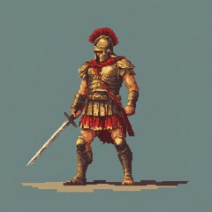Fototapeta premium Roman Centurion Pixel Art Warrior Depiction