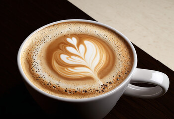 The coffee cup directly above is on the table