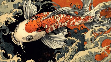 koi plain background illustration
