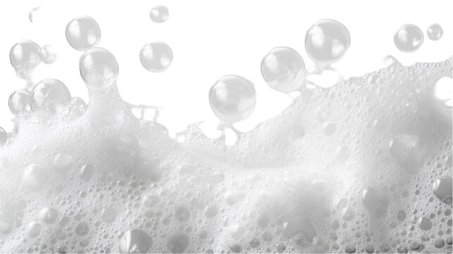 White foam bubbles texture background airy light clean