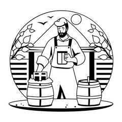 A glyph illustration of beer festival 