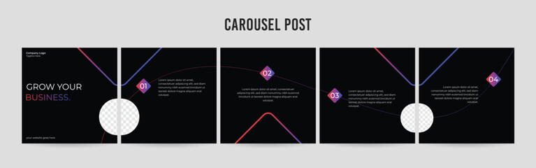 Editable Instagram Carousel Post Layout Set, Social Media Marketing microblog template design, tips & tricks linkedin post template, eps 10.