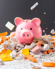 Piggy Bank Crumbling Savings